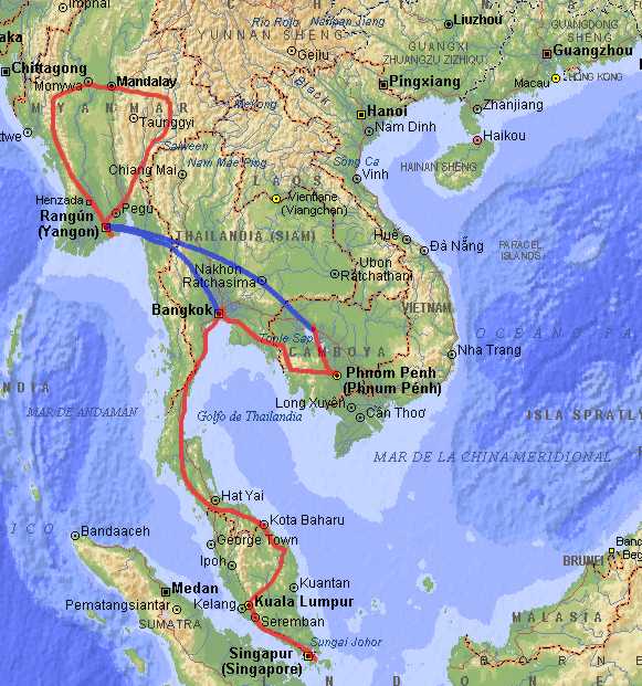 Mapa sudeste asiático