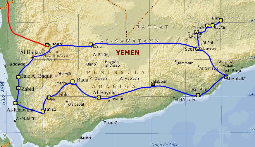 Mapa del yemen