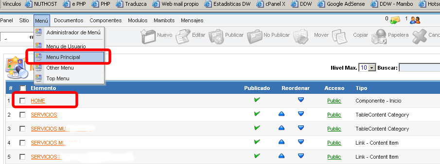 determinando c�mo se muestran las noticias en la "home"