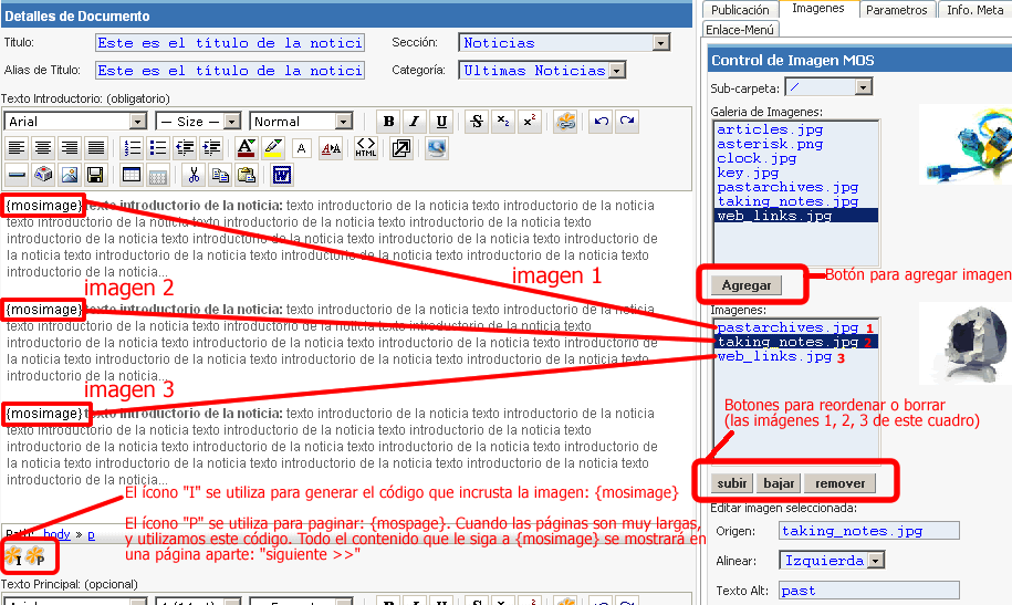 Agregar varias im�genes en un mismo documento y la forma y el orden en que se muestran