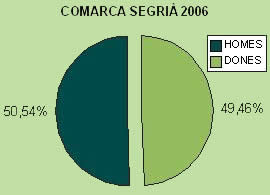 Gràfic de sectors de la Comarca del Segrià. Any 2006