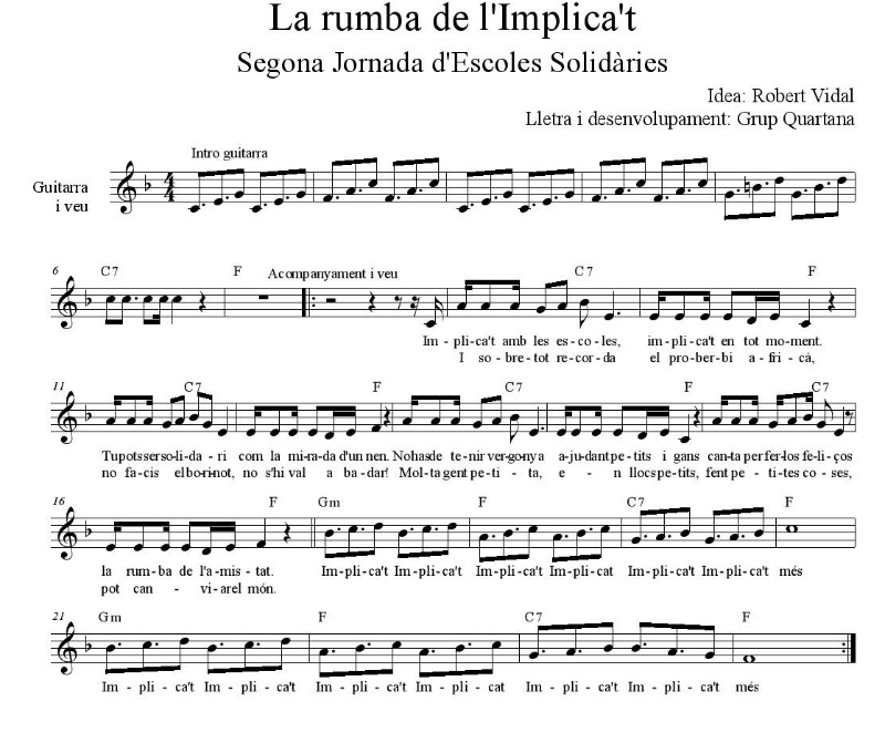 Partitura de la rumba de l'Implica't