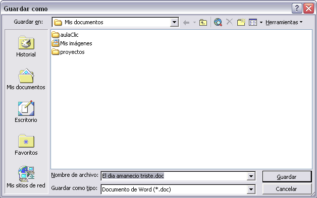 Diálogo Guardar como