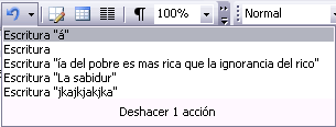 Opciones deshacer