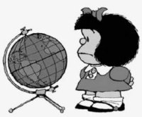 Mafalda mirant un globus del mn