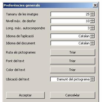 menú preferències