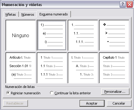 Esquema numerado