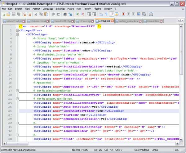 Captura de l’editor Notepad++