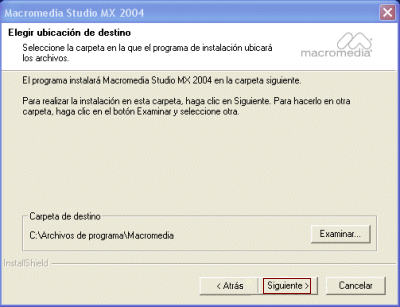 Pantalla d'elecció directori de destinació