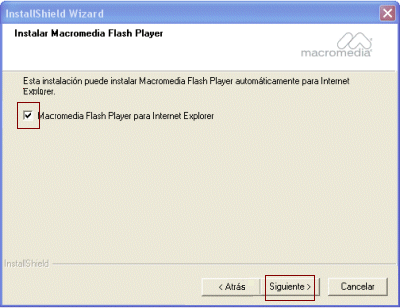 Pantalla instal·lació Flash Player