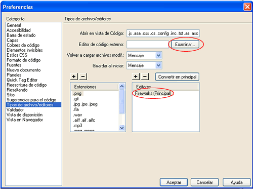 Seleccionar editor extern