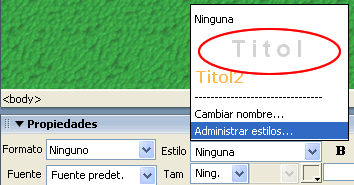 Aplicaci de l'estil ''TITOL''