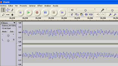 Representació gràfica de la freqüència del so en dos canals
