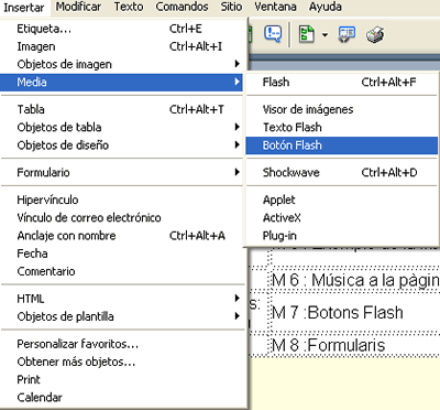 Insertar| Media| Botons Flash