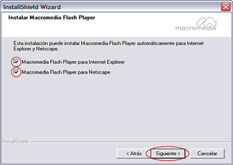 Primera pantalla d'installaci del Flash Player