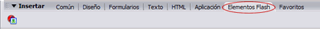 Barra d'eines Insertar categoria Elementos Flash