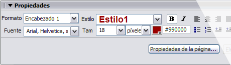 Propiedades de texto