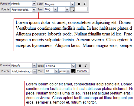 Canvis a l'estil del cos de text