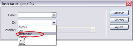 Insertar etiqueta Div contenidor