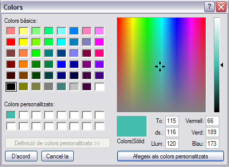 Afegir un color personalitzat