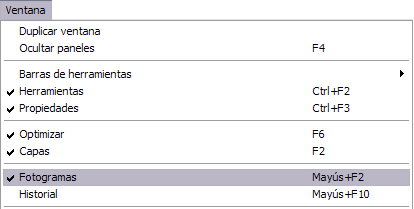 Activació de la finestra Fotogramas