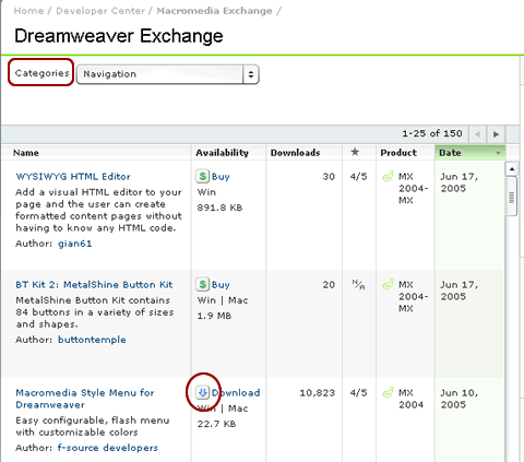 Dreamweaver Exchange