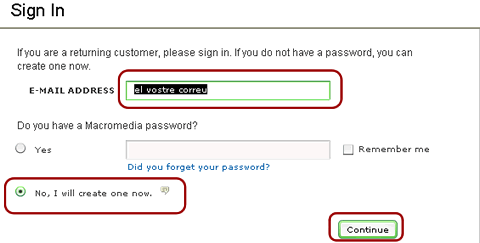 Inscripci a Macromedia