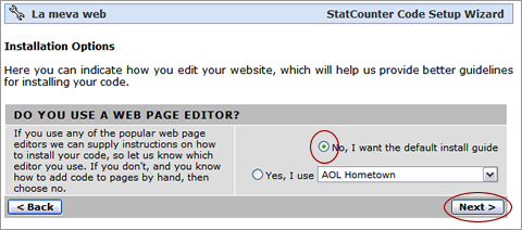 StatCounter. Configuració del comptador