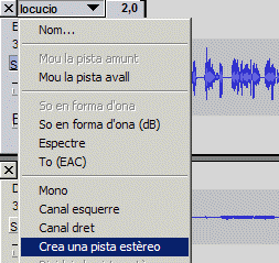 Creau una pista estèreo
