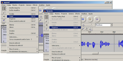 Copiar i enganxar un so dins un altre