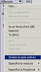 Dividir la pista estèreo en dues pistes independents