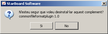 Missatge que es mostra en desinstal·lar un complement