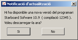 Missatge d'actualització nova