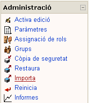 Opci "Importa" del bloc "Administraci":