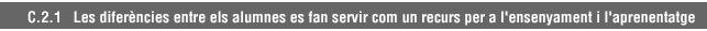 C.2.1 Les diferències entre els alumnes es fan servir com un recurs per a l'ensenyament i l'aprenentatge