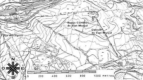 Pl�nol topogr�fic de l'entorn de Sant Mar�al