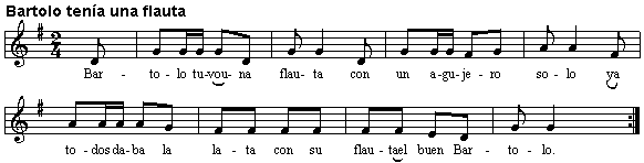 Bartolo Tenia Una Flauta Partitura Con La Letra