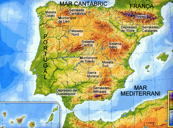 Unitats de relleu de l'interior d'Espanya