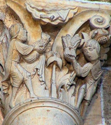 Capitel de la iglesia de Santa María Magdalena de Vézelay (Francia). Siglo XII.