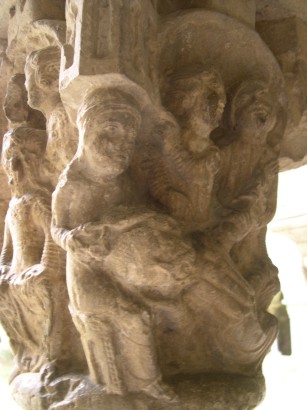 Sansón y Dalila. Claustro de la catedral de Gerona. Finales del siglo XII.