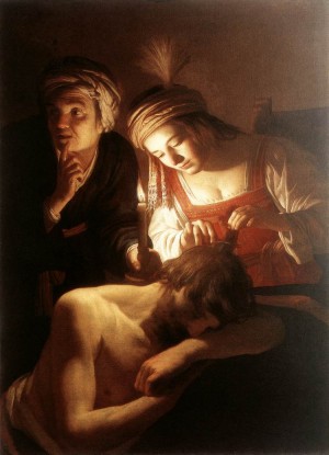 Gerrit van Honthorst. Sansón y Dalila (Cleveland, Cleveland Institut of Art). 1615. 