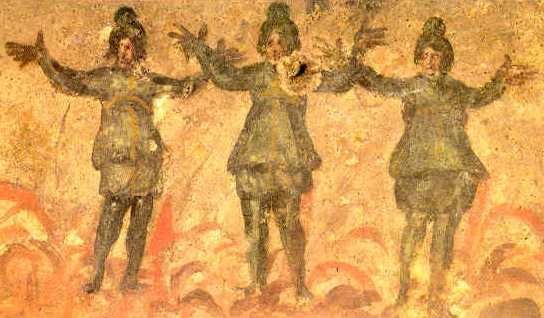 Los tres hebreos en el horno. Catacumba de  Priscila. Siglo II.