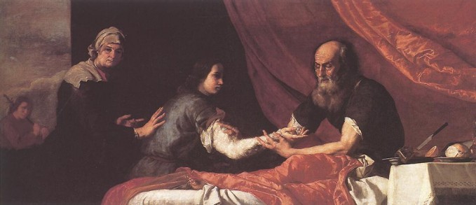 José Ribera. Isaac bendiciendo a Jacob (Madrid, Museo del Prado). 1639.