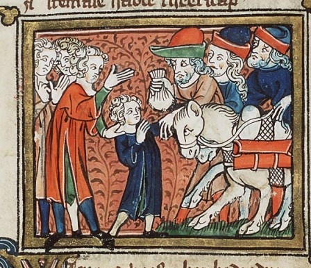 Jos&eacute; vendido por sus hermanos.  Biblioteca Nacional de Holanda. Manuscrito MMW, 10 B 21. Hacia 1332.