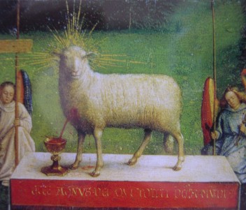 Jan van Eyck. Retablo del Cordero Místico (detalle). Iglesia de San Bavón de Gante (Bélgica). 1432.