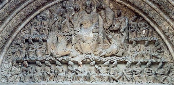 Tímpano de la portada de la iglesia de San Pedro de Moissac (s.  XI).