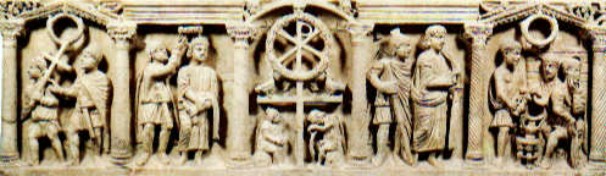 Sarcófago paleocristiano con escenas de la Pasión de Cristo (Roma, Museos Vaticanos). Siglo IV.