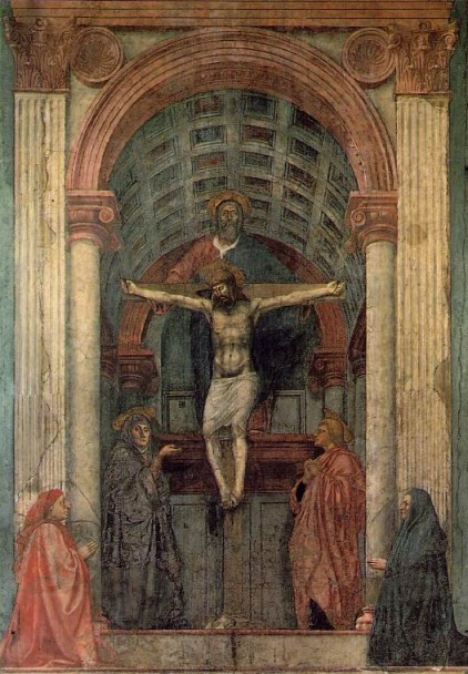 Masaccio. La Trinidad (Florencia, iglesia de Santa María Novella).  1425-1428.