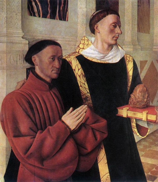 Jean Fouquet. Etienne Chevalier con San Esteban (Berlín, Staatliche Museen).  1450. 