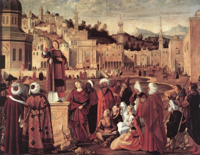 Vittore Carpaccio. Predicación de San Esteban ( (París, Museo del Louvre). 1514.